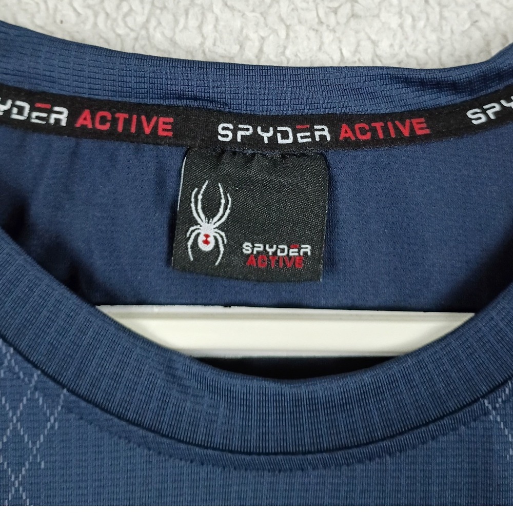 Spyder Active Shirt Mens Large Blue Short Sleeve Performance Athletic Mesh Tee - Picture 4 of 10